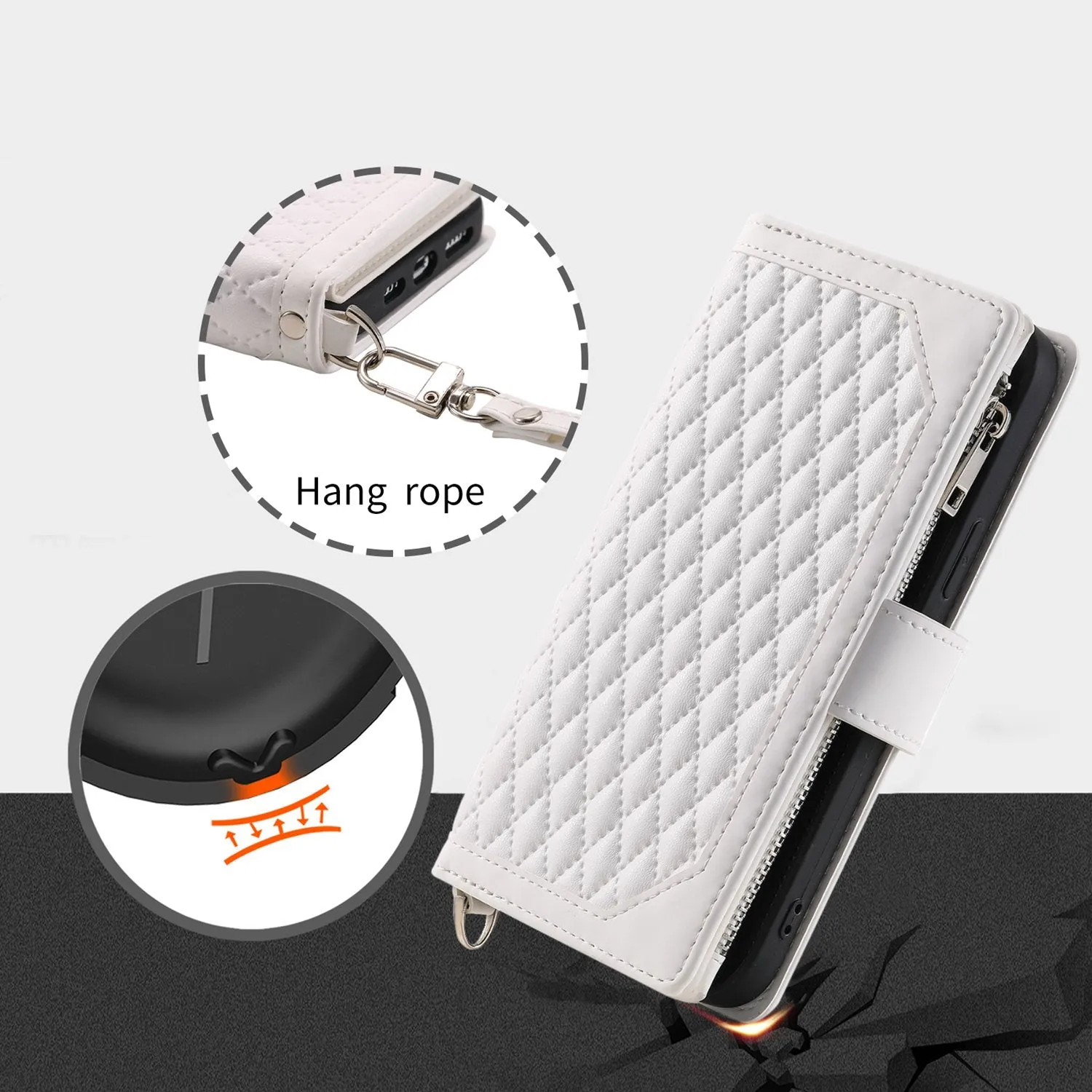 005 Style for iPhone X / XS Max 6.5 inch Rhombus Texture Stand Wallet Case Zipper Pocket PU Leather Phone Cover with Wrist Strap