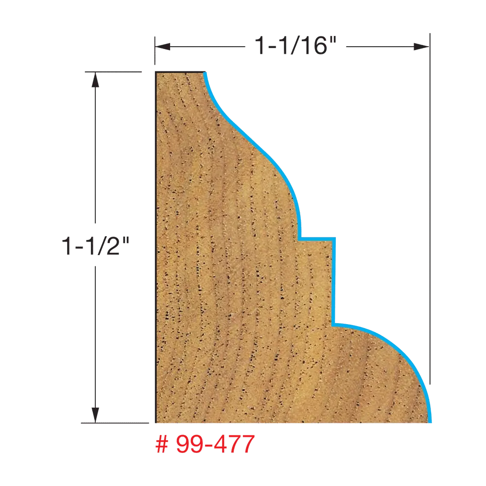 1-1/2" x 1-1/16" Chair Rail Bit