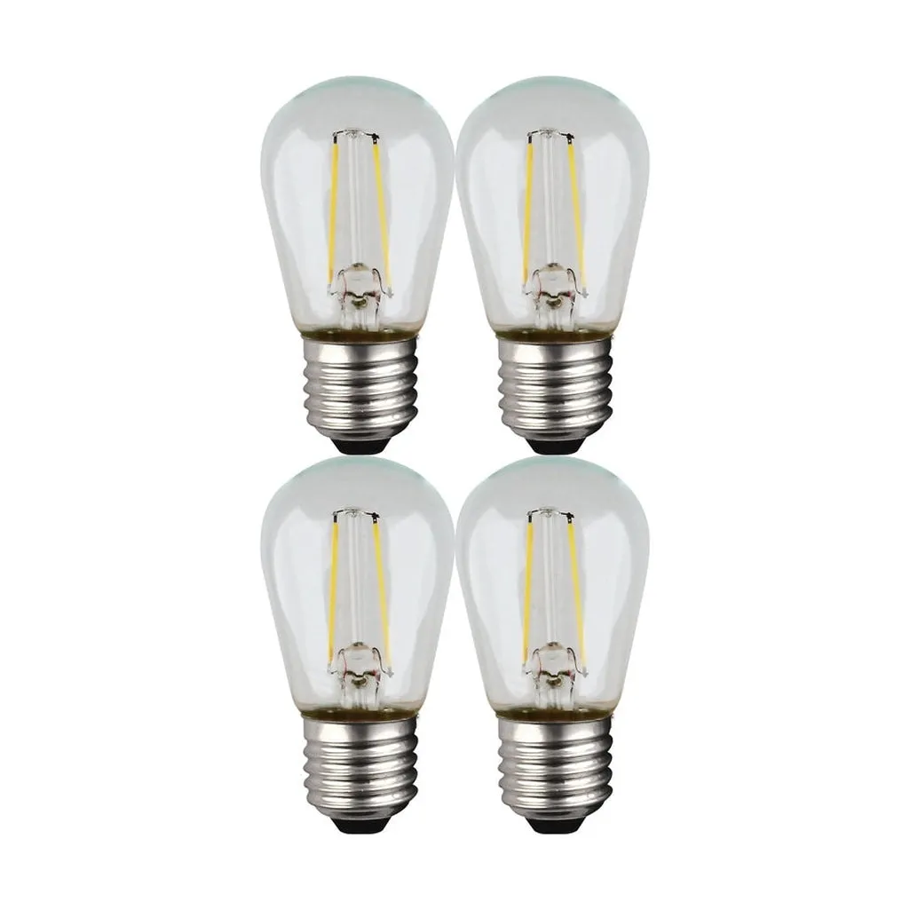 1 Watt - S14 LED Filament - Blue Transparent Glass Bulb - E26 Base - 120V - Non-Dimmable - Pack of 4