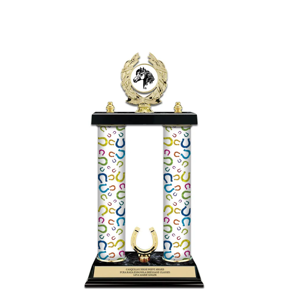 15" Custom 2 Column Award Trophy With Insert Top & Trim