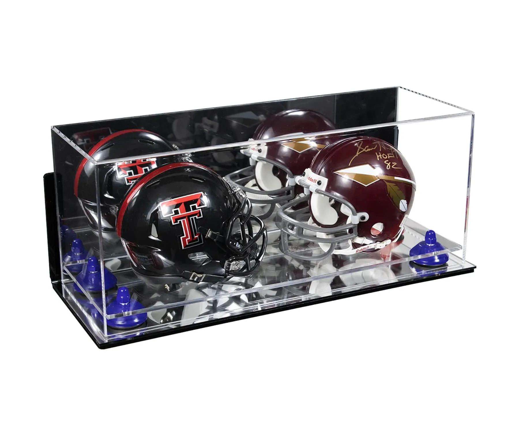 2 Mini Helmet or Mini Football with Mini Helmet Display Case - Mirror  Wall Mounts (B46/V46/A019)