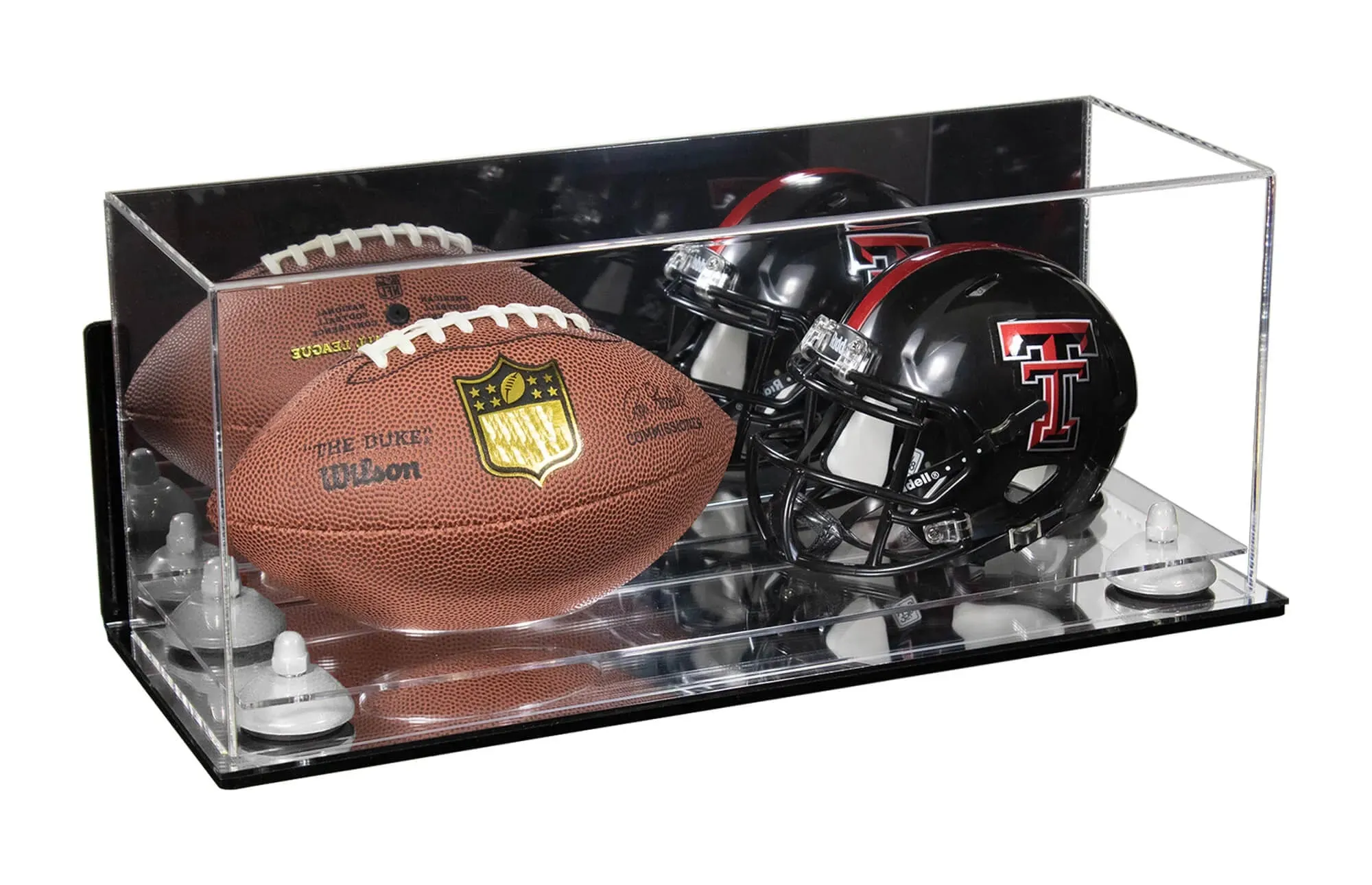 2 Mini Helmet or Mini Football with Mini Helmet Display Case - Mirror  Wall Mounts (B46/V46/A019)