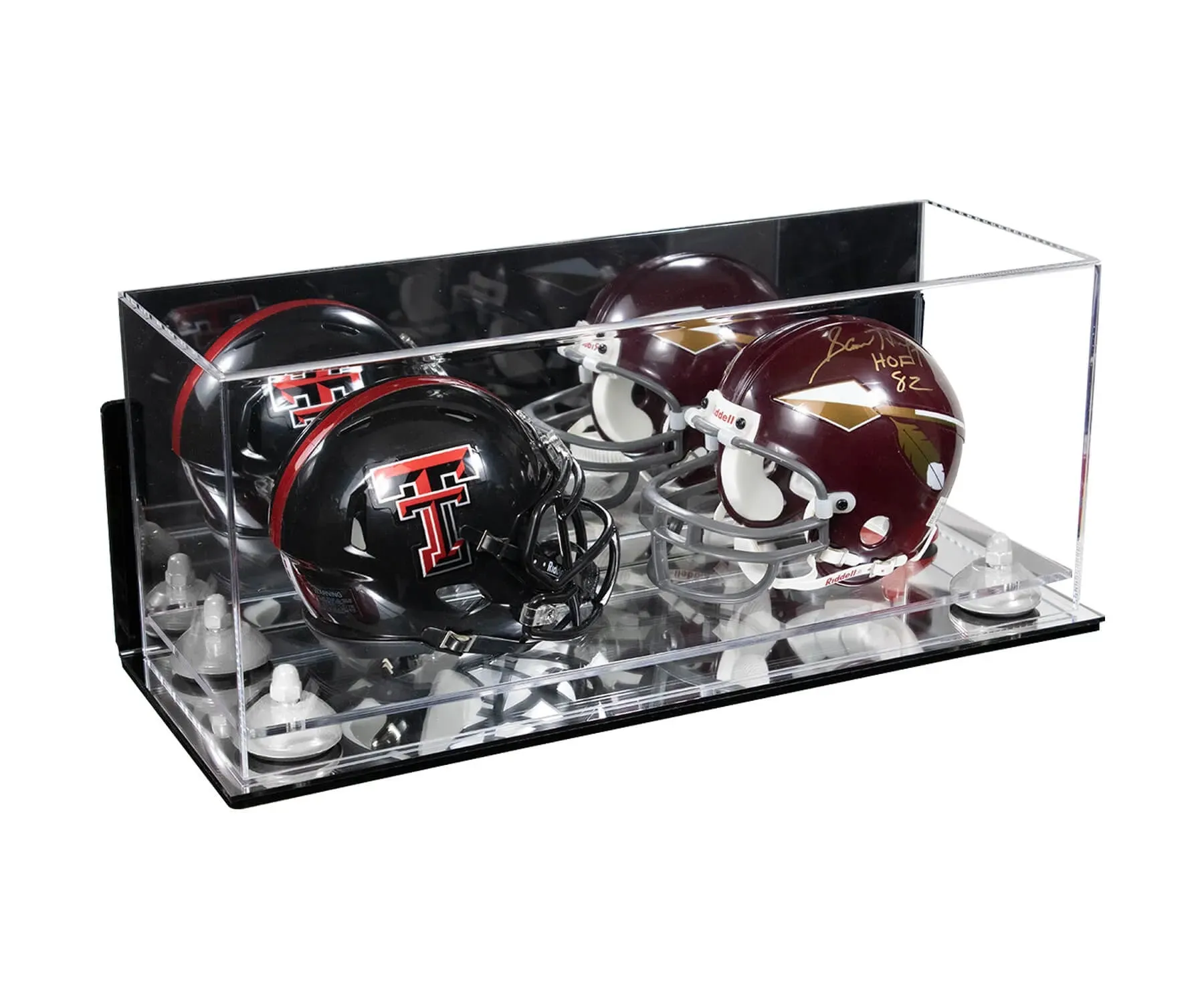 2 Mini Helmet or Mini Football with Mini Helmet Display Case - Mirror  Wall Mounts (B46/V46/A019)