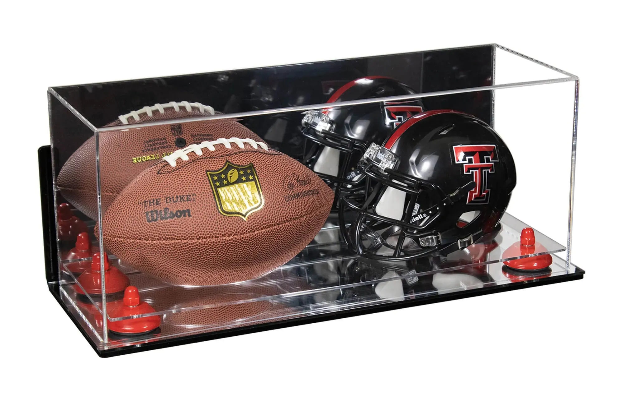 2 Mini Helmet or Mini Football with Mini Helmet Display Case - Mirror  Wall Mounts (B46/V46/A019)