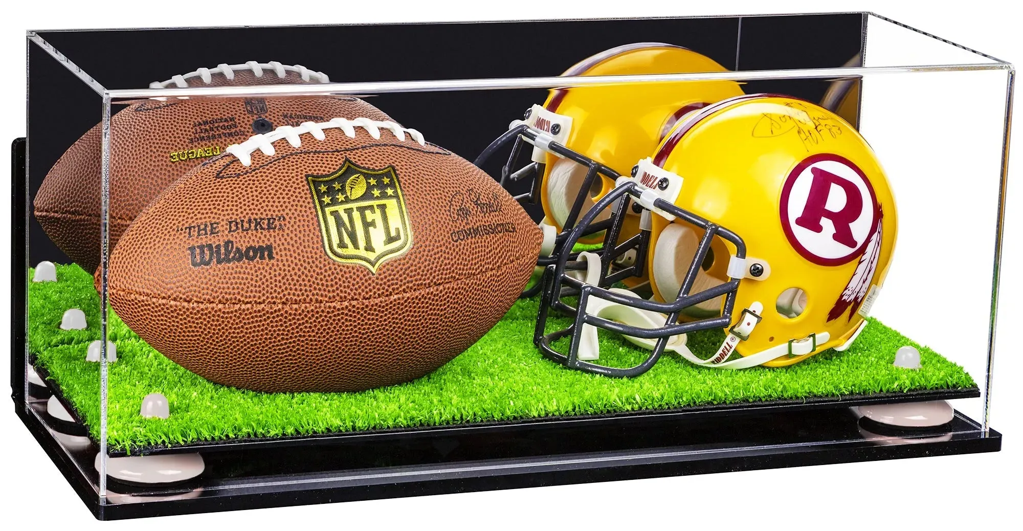 2 Mini Helmet or Mini Football with Mini Helmet Display Case - Mirror  Wall Mounts (B46/V46/A019)