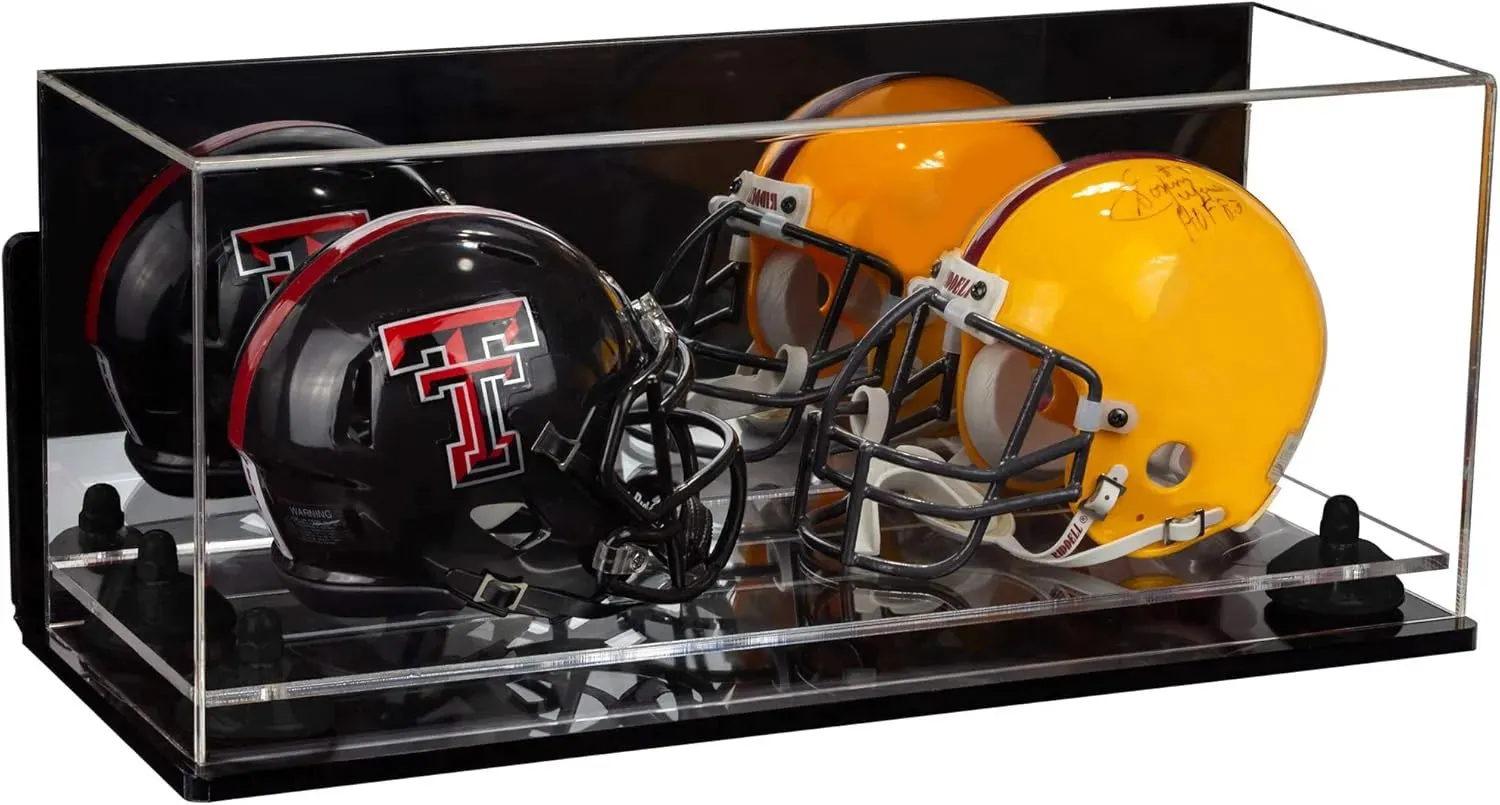 2 Mini Helmet or Mini Football with Mini Helmet Display Case - Mirror  Wall Mounts (B46/V46/A019)