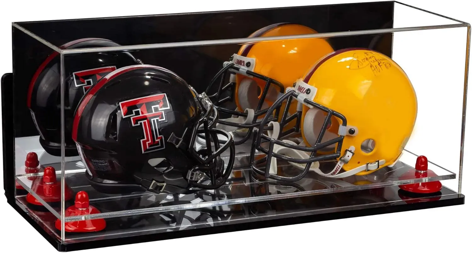 2 Mini Helmet or Mini Football with Mini Helmet Display Case - Mirror  Wall Mounts (B46/V46/A019)