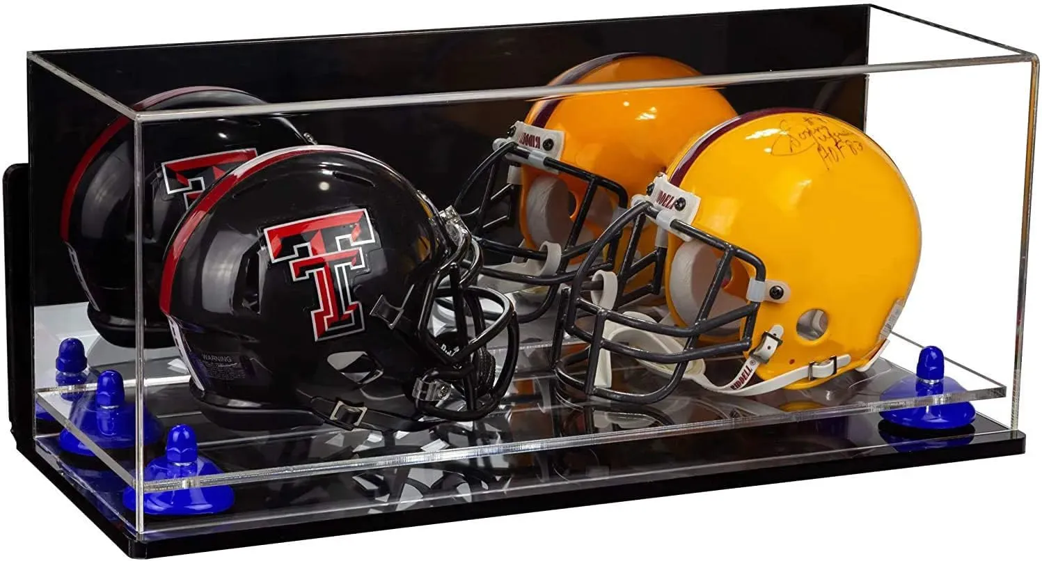 2 Mini Helmet or Mini Football with Mini Helmet Display Case - Mirror  Wall Mounts (B46/V46/A019)