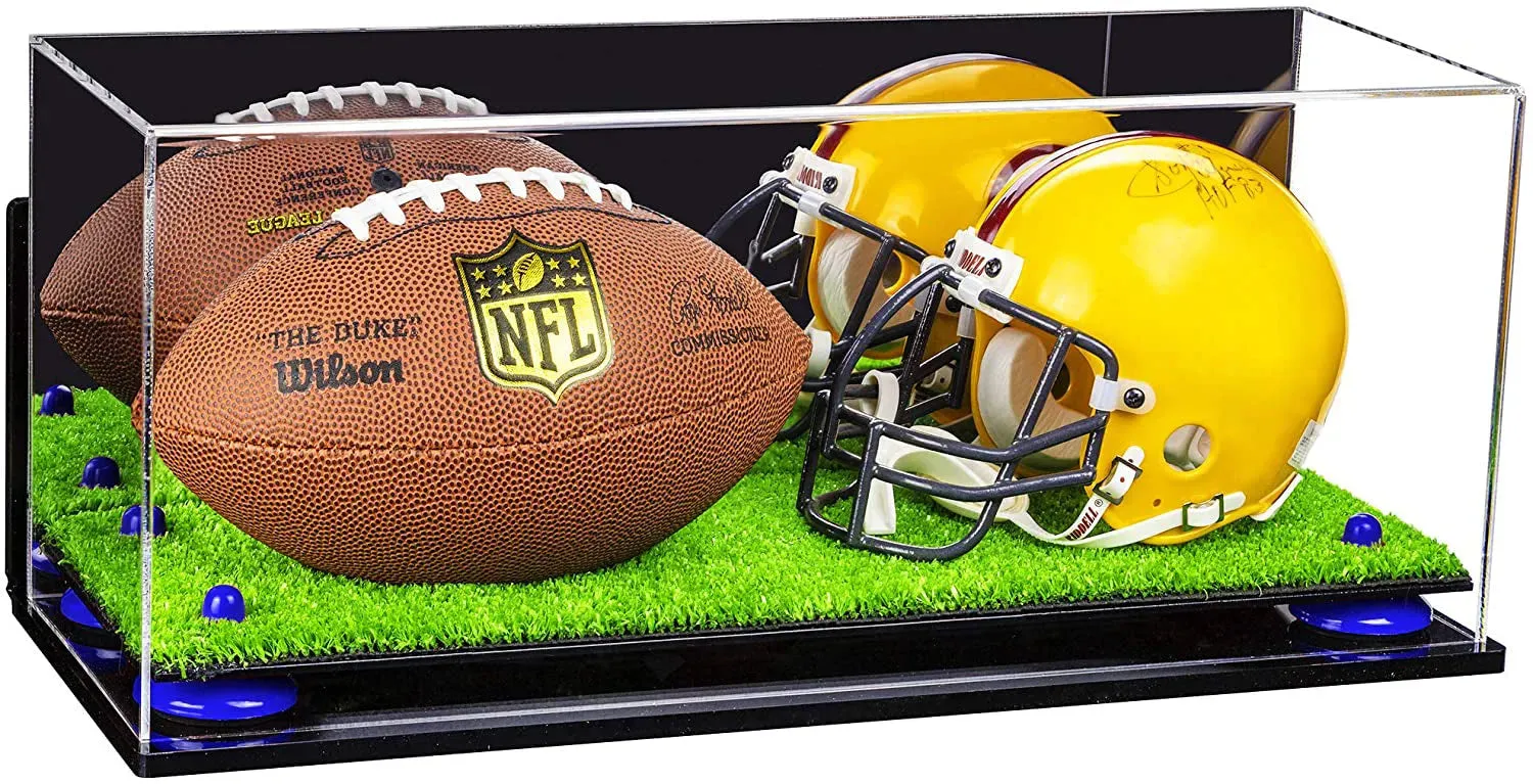 2 Mini Helmet or Mini Football with Mini Helmet Display Case - Mirror  Wall Mounts (B46/V46/A019)