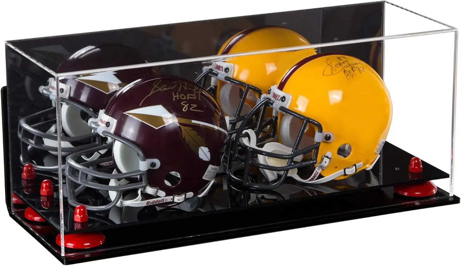 2 Mini Helmet or Mini Football with Mini Helmet Display Case - Mirror  Wall Mounts (B46/V46/A019)