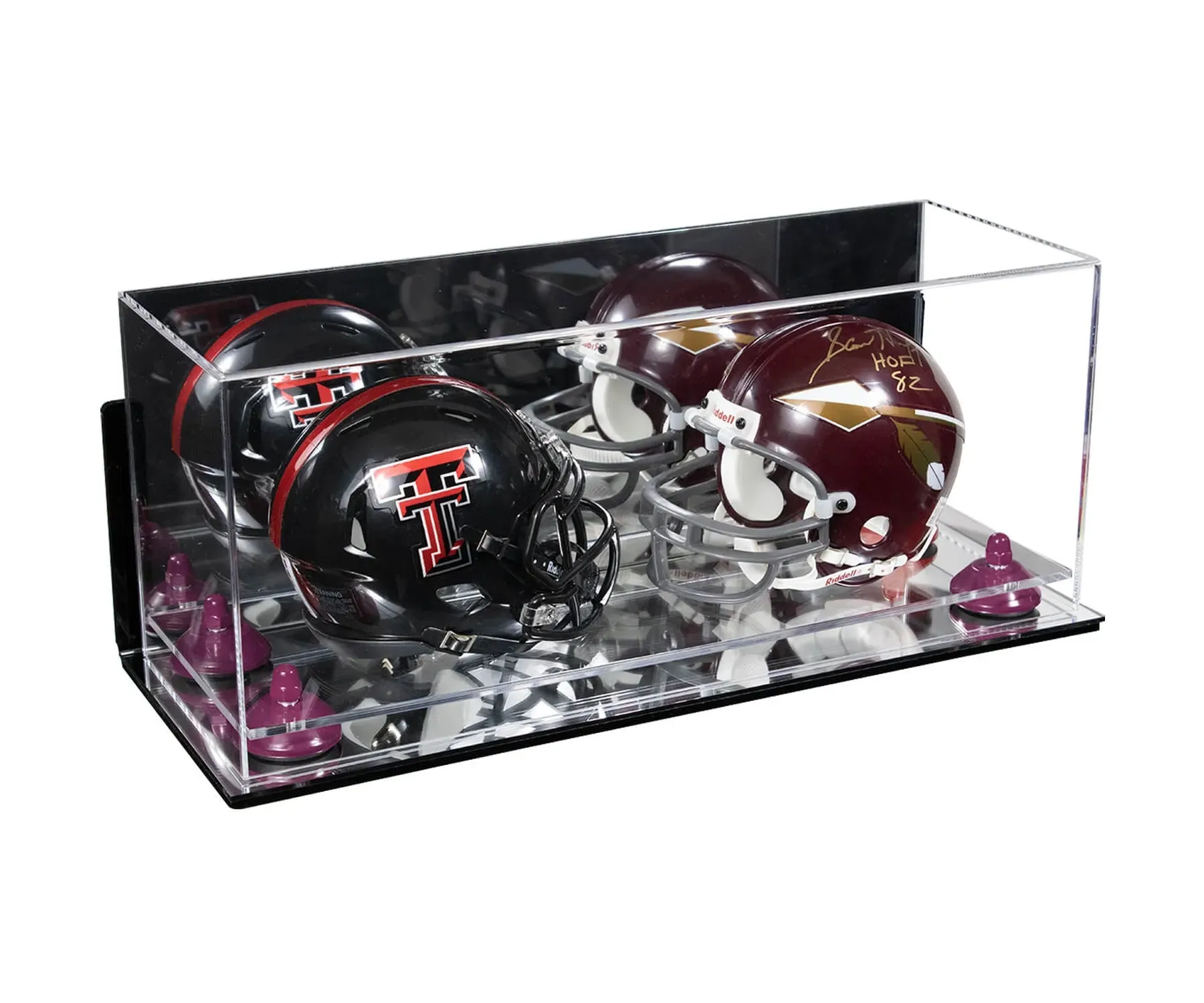 2 Mini Helmet or Mini Football with Mini Helmet Display Case - Mirror  Wall Mounts (B46/V46/A019)