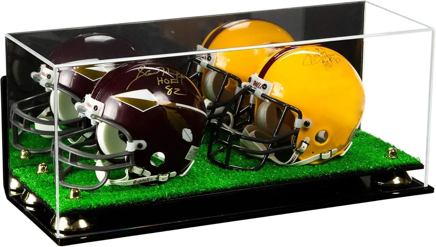 2 Mini Helmet or Mini Football with Mini Helmet Display Case - Mirror  Wall Mounts (B46/V46/A019)