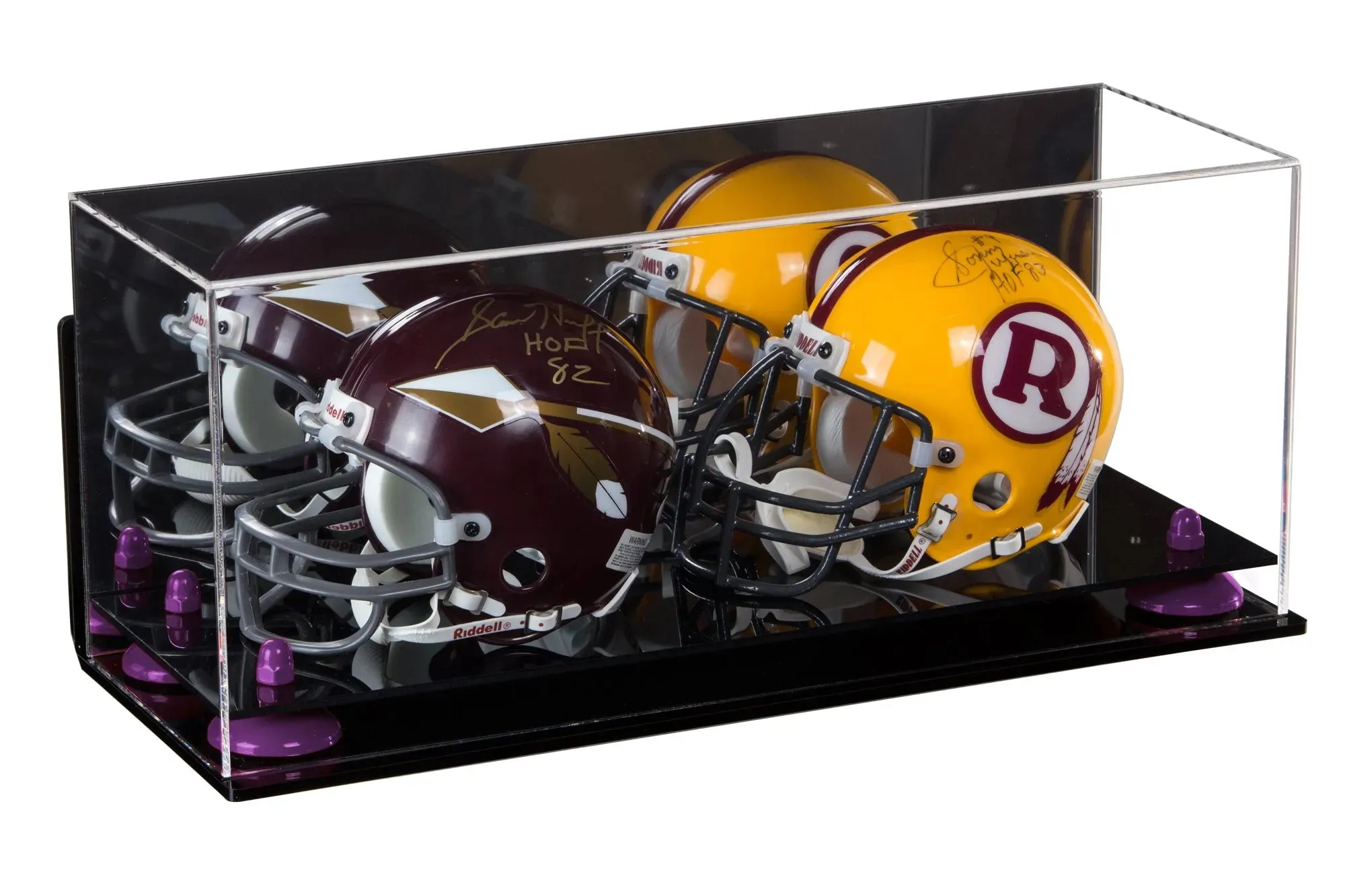 2 Mini Helmet or Mini Football with Mini Helmet Display Case - Mirror  Wall Mounts (B46/V46/A019)