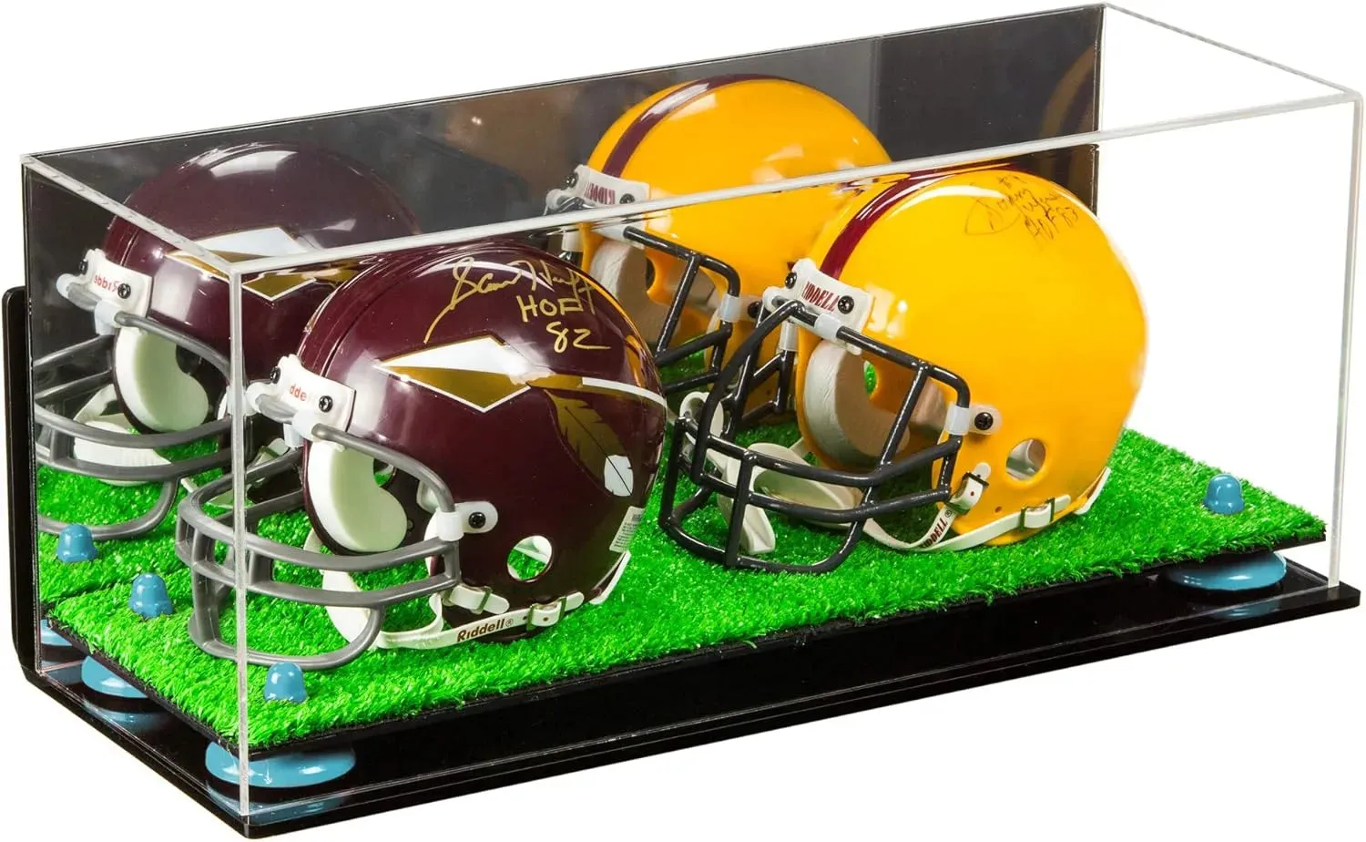 2 Mini Helmet or Mini Football with Mini Helmet Display Case - Mirror  Wall Mounts (B46/V46/A019)