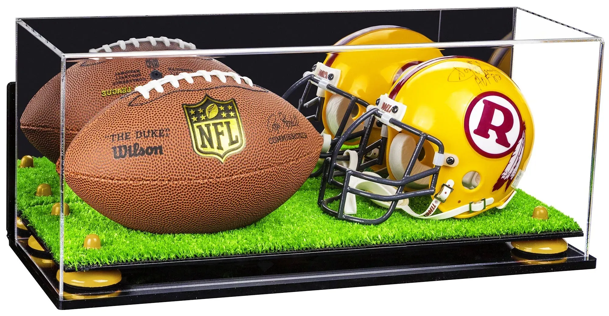 2 Mini Helmet or Mini Football with Mini Helmet Display Case - Mirror  Wall Mounts (B46/V46/A019)