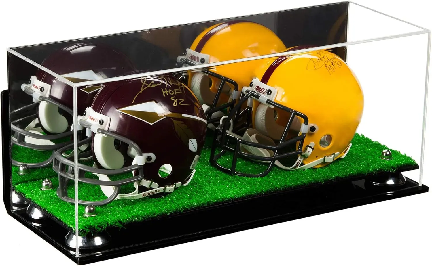 2 Mini Helmet or Mini Football with Mini Helmet Display Case - Mirror  Wall Mounts (B46/V46/A019)