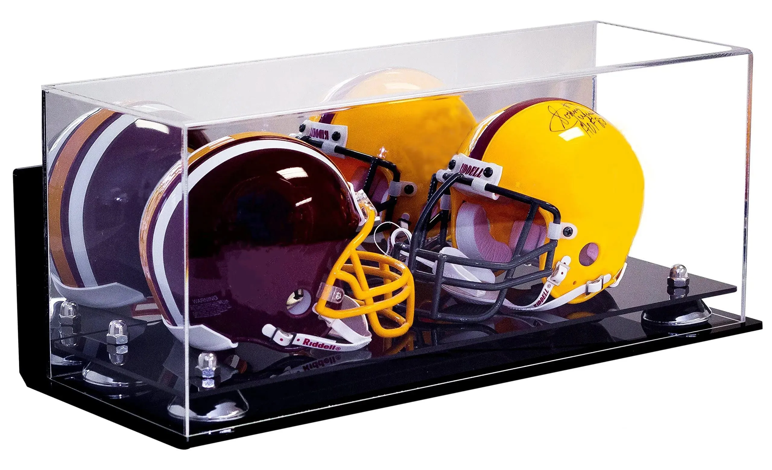 2 Mini Helmet or Mini Football with Mini Helmet Display Case - Mirror  Wall Mounts (B46/V46/A019)