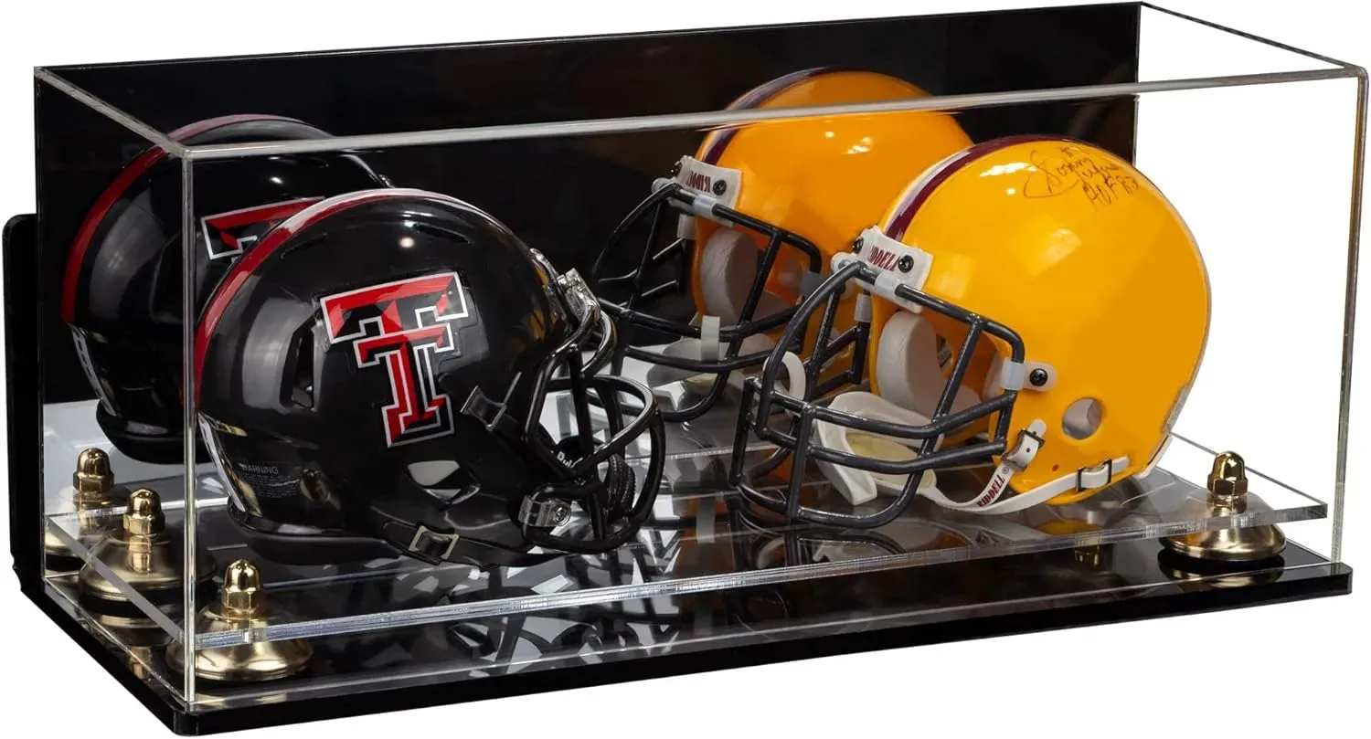 2 Mini Helmet or Mini Football with Mini Helmet Display Case - Mirror  Wall Mounts (B46/V46/A019)