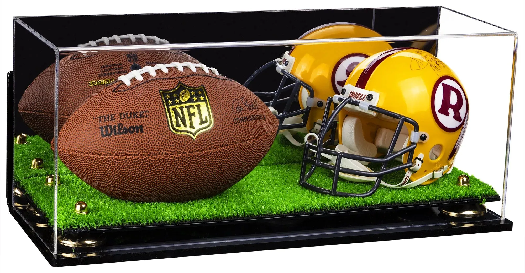 2 Mini Helmet or Mini Football with Mini Helmet Display Case - Mirror  Wall Mounts (B46/V46/A019)