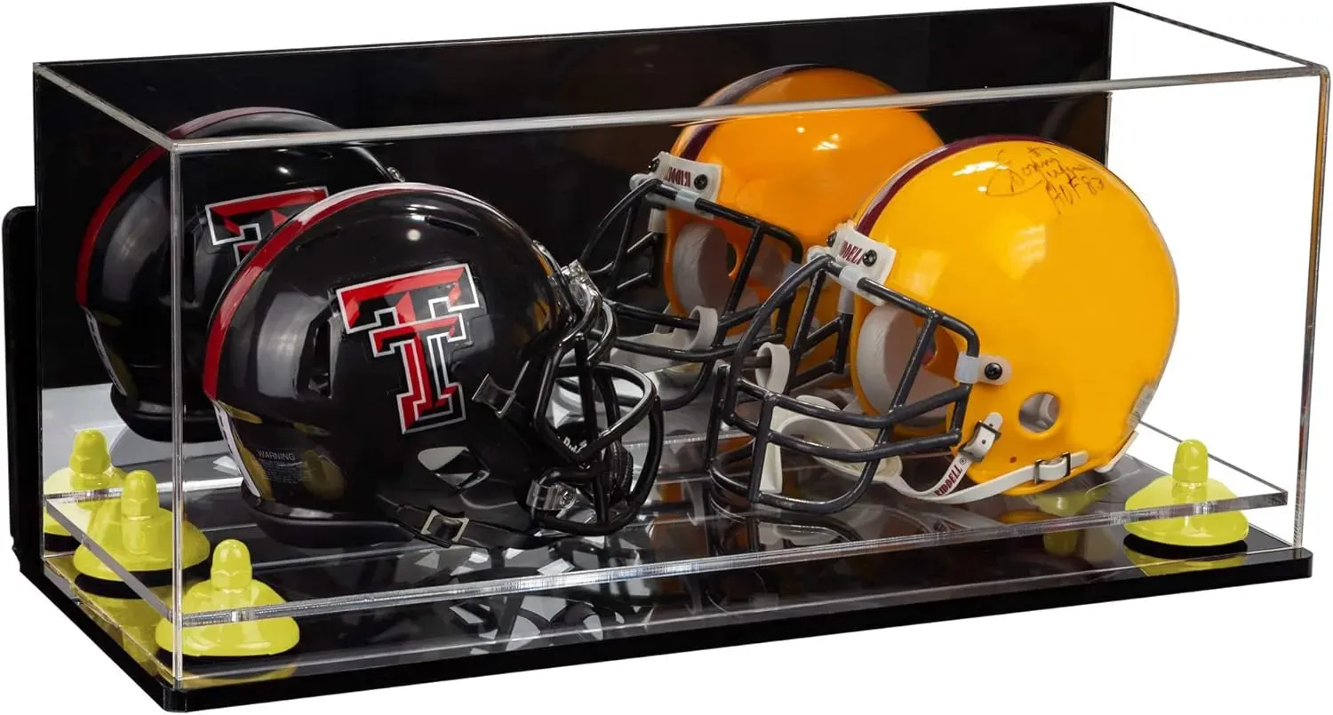 2 Mini Helmet or Mini Football with Mini Helmet Display Case - Mirror  Wall Mounts (B46/V46/A019)