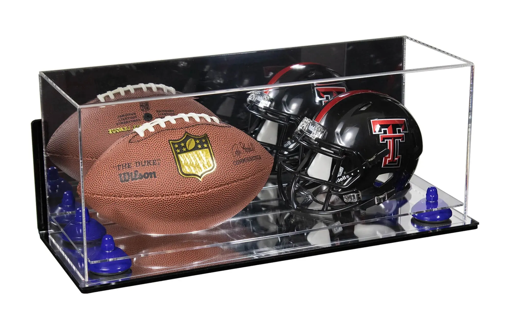 2 Mini Helmet or Mini Football with Mini Helmet Display Case - Mirror  Wall Mounts (B46/V46/A019)