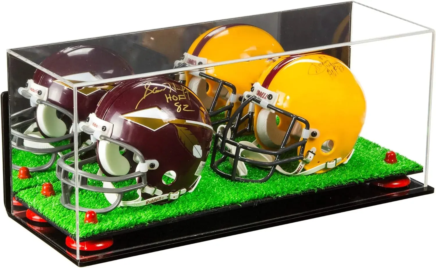 2 Mini Helmet or Mini Football with Mini Helmet Display Case - Mirror  Wall Mounts (B46/V46/A019)