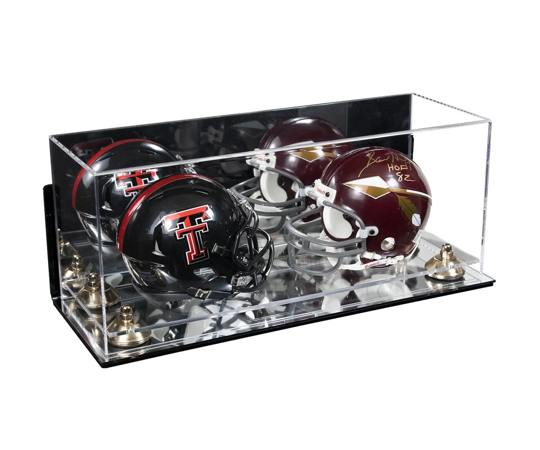 2 Mini Helmet or Mini Football with Mini Helmet Display Case - Mirror  Wall Mounts (B46/V46/A019)