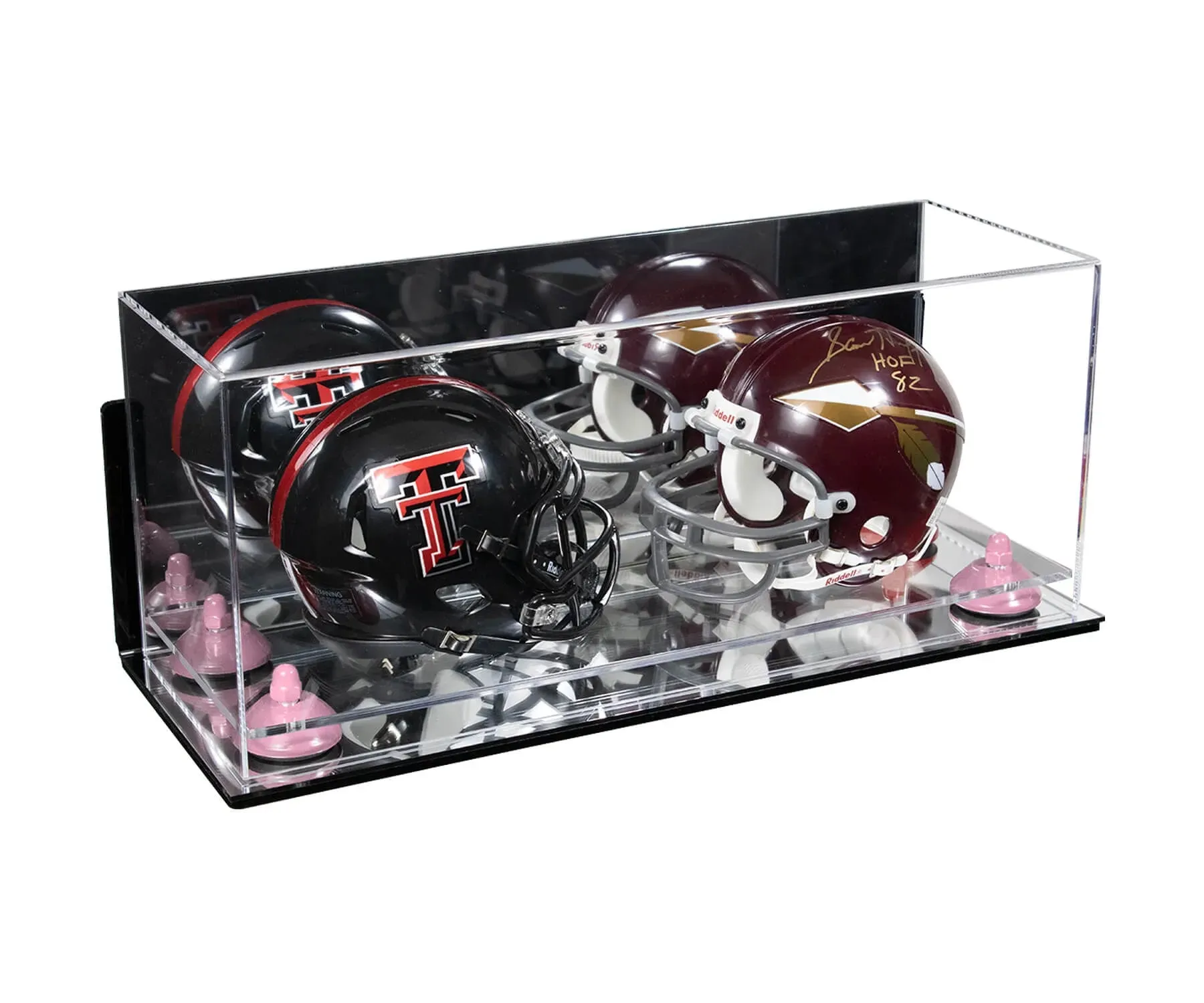 2 Mini Helmet or Mini Football with Mini Helmet Display Case - Mirror  Wall Mounts (B46/V46/A019)