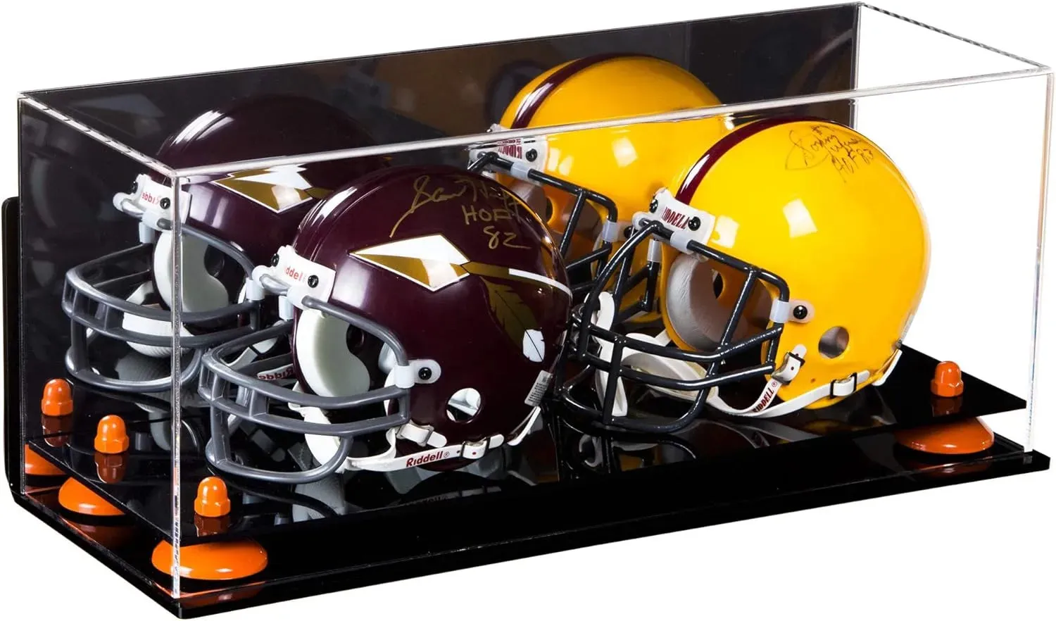 2 Mini Helmet or Mini Football with Mini Helmet Display Case - Mirror  Wall Mounts (B46/V46/A019)