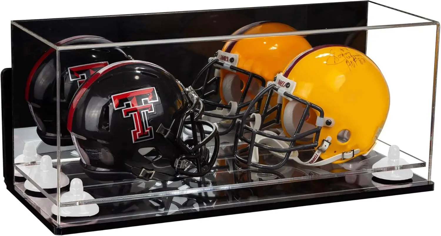 2 Mini Helmet or Mini Football with Mini Helmet Display Case - Mirror  Wall Mounts (B46/V46/A019)