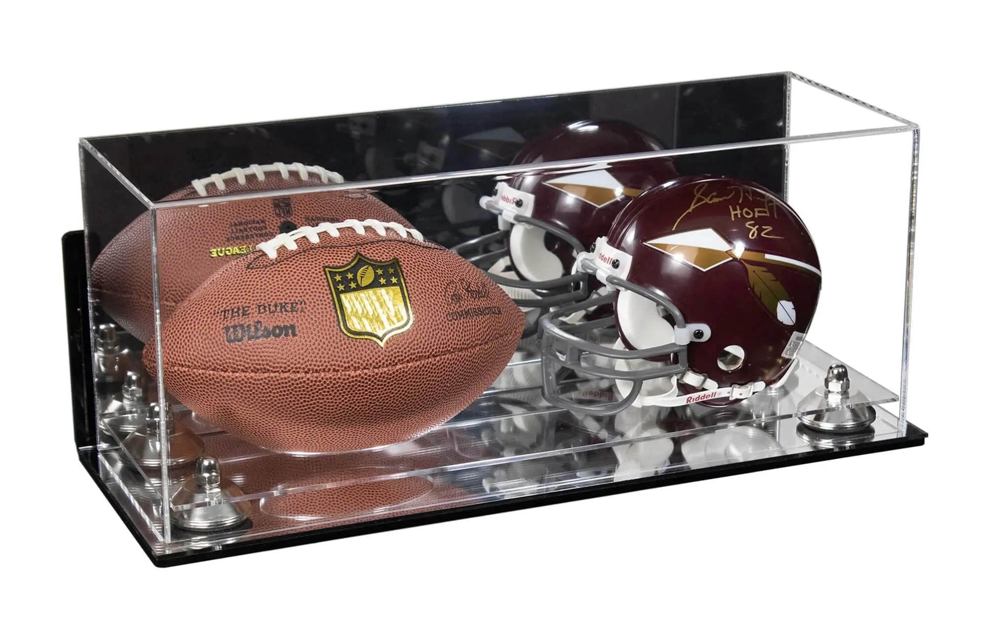 2 Mini Helmet or Mini Football with Mini Helmet Display Case - Mirror  Wall Mounts (B46/V46/A019)