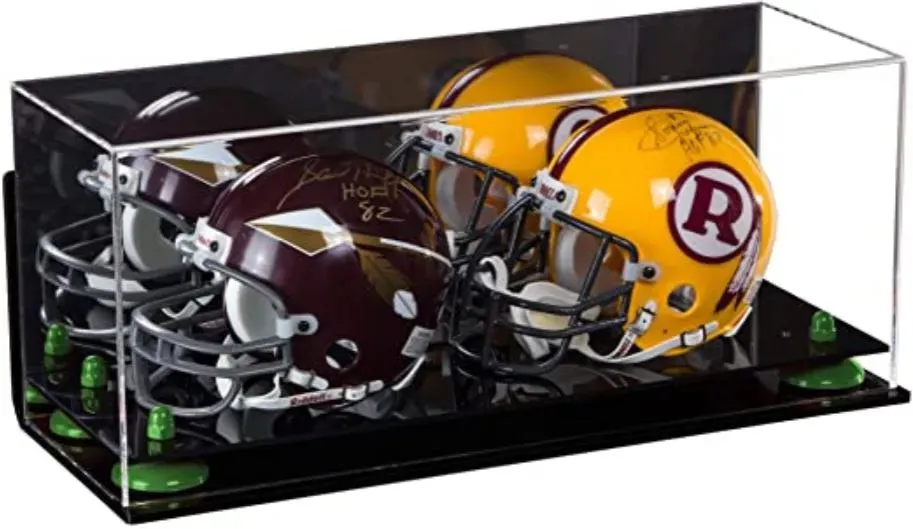 2 Mini Helmet or Mini Football with Mini Helmet Display Case - Mirror  Wall Mounts (B46/V46/A019)