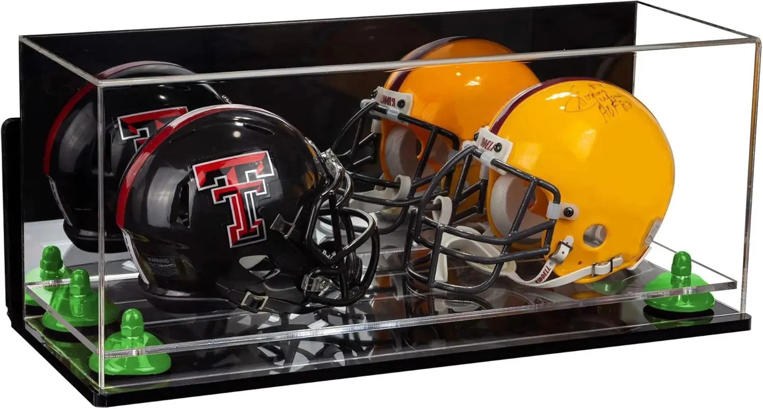 2 Mini Helmet or Mini Football with Mini Helmet Display Case - Mirror  Wall Mounts (B46/V46/A019)