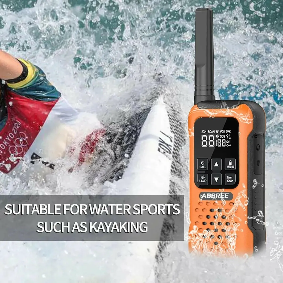 2Pcs ABBREE AR-9R Floating Walkie Talkie IP67 Waterproof Walkie-talkies PMR for Radio Motorola Fishing Kayak Two-way Radio