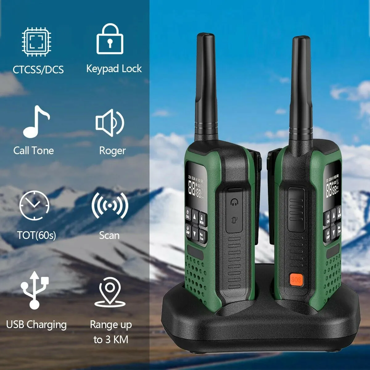 2Pcs ABBREE AR-9R Floating Walkie Talkie IP67 Waterproof Walkie-talkies PMR for Radio Motorola Fishing Kayak Two-way Radio