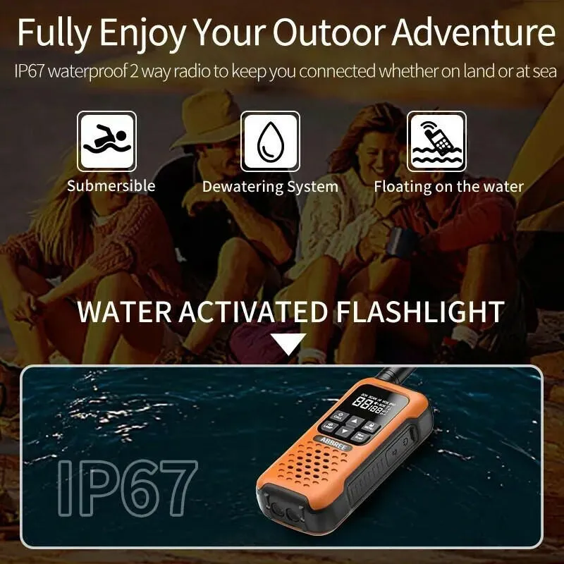 2Pcs ABBREE AR-9R Floating Walkie Talkie IP67 Waterproof Walkie-talkies PMR for Radio Motorola Fishing Kayak Two-way Radio