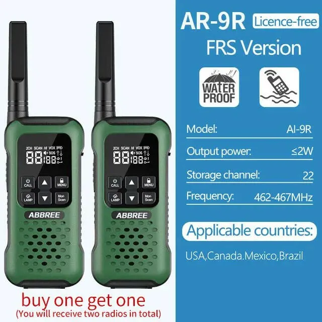 2Pcs ABBREE AR-9R Floating Walkie Talkie IP67 Waterproof Walkie-talkies PMR for Radio Motorola Fishing Kayak Two-way Radio