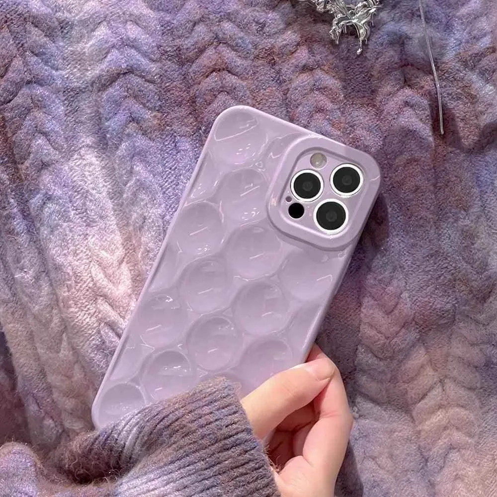 3D Purple Honeycomb Pattern - Cute Phone Cases for iPhone 15, 14, 13, 12, 11, Pro, Max, Mini, X, XS, XR