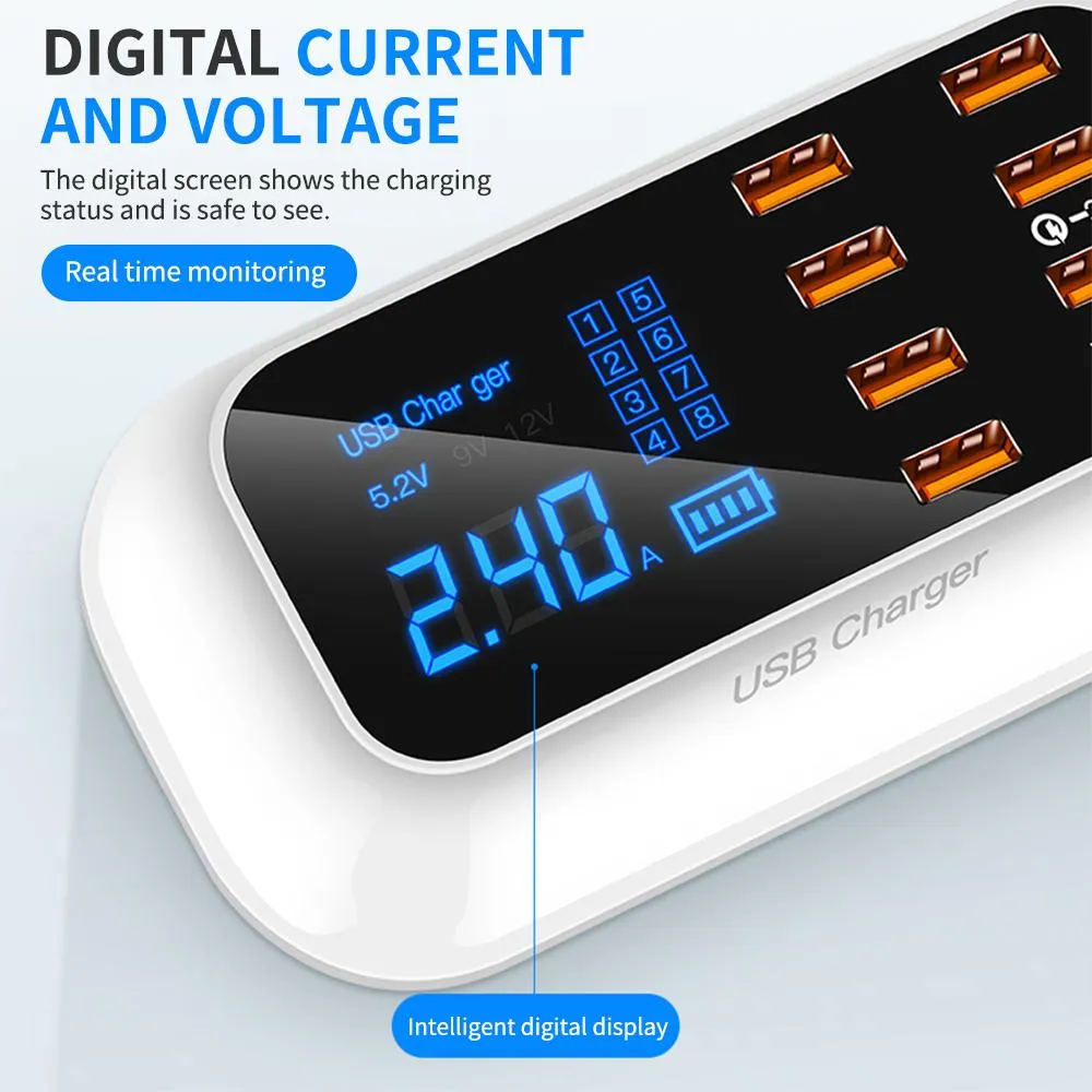 40W 8 Ports Fast Charger with LED Display