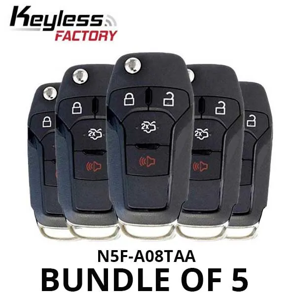 5 x 2013-2017 Ford Fusion / 4-Button Flip Key / 128 Bit / N5F-A08TAA (Bundle of 5)