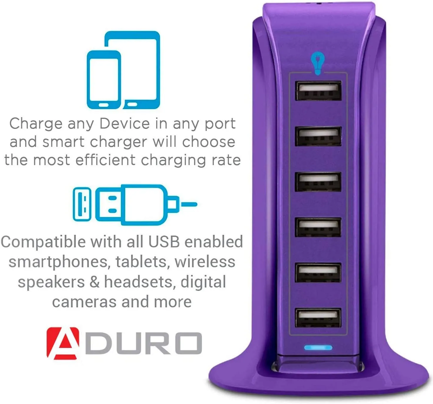 Aduro PowerUp 40W 6 Port Hub USB Charging Station