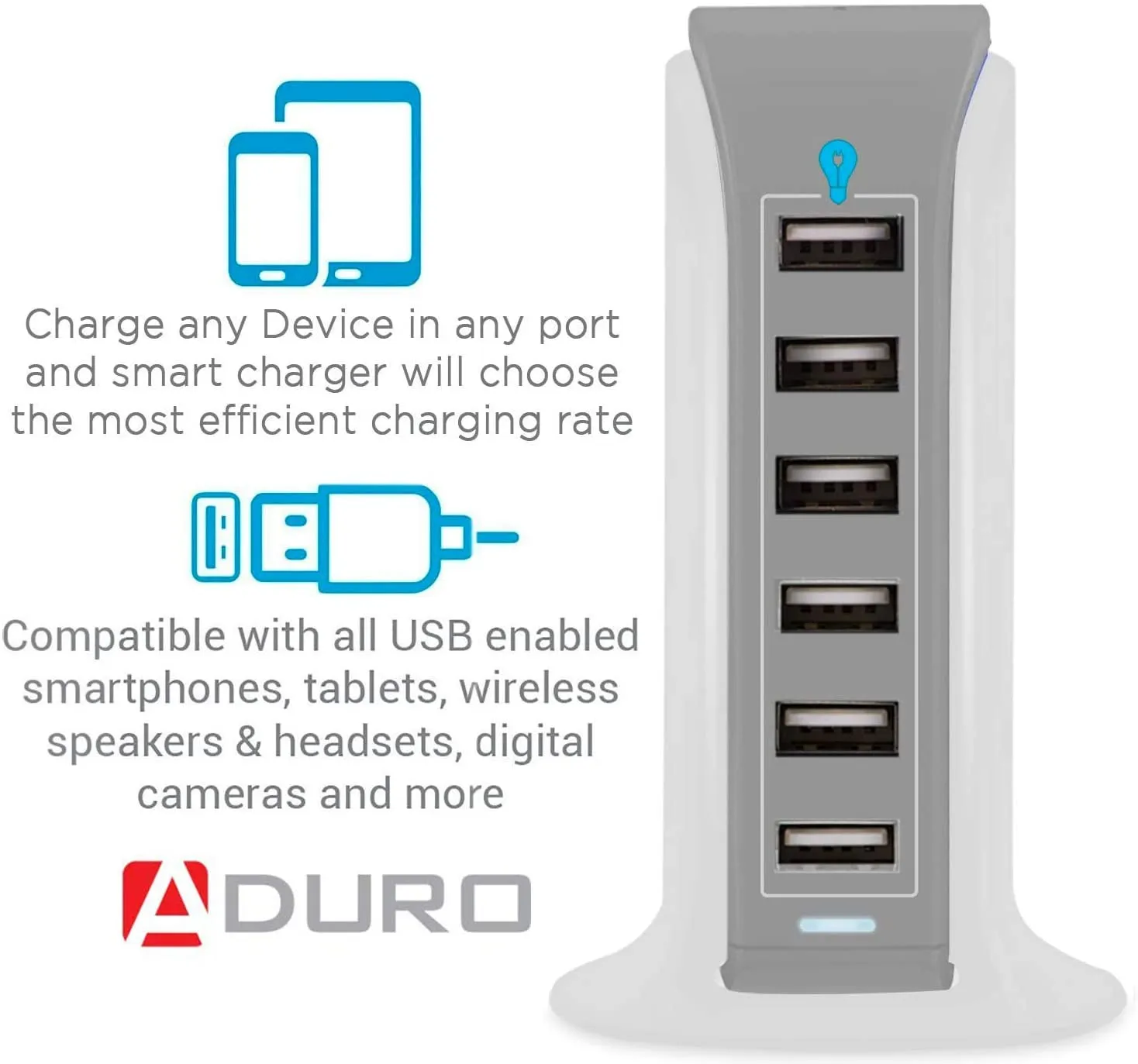 Aduro PowerUp 40W 6 Port Hub USB Charging Station