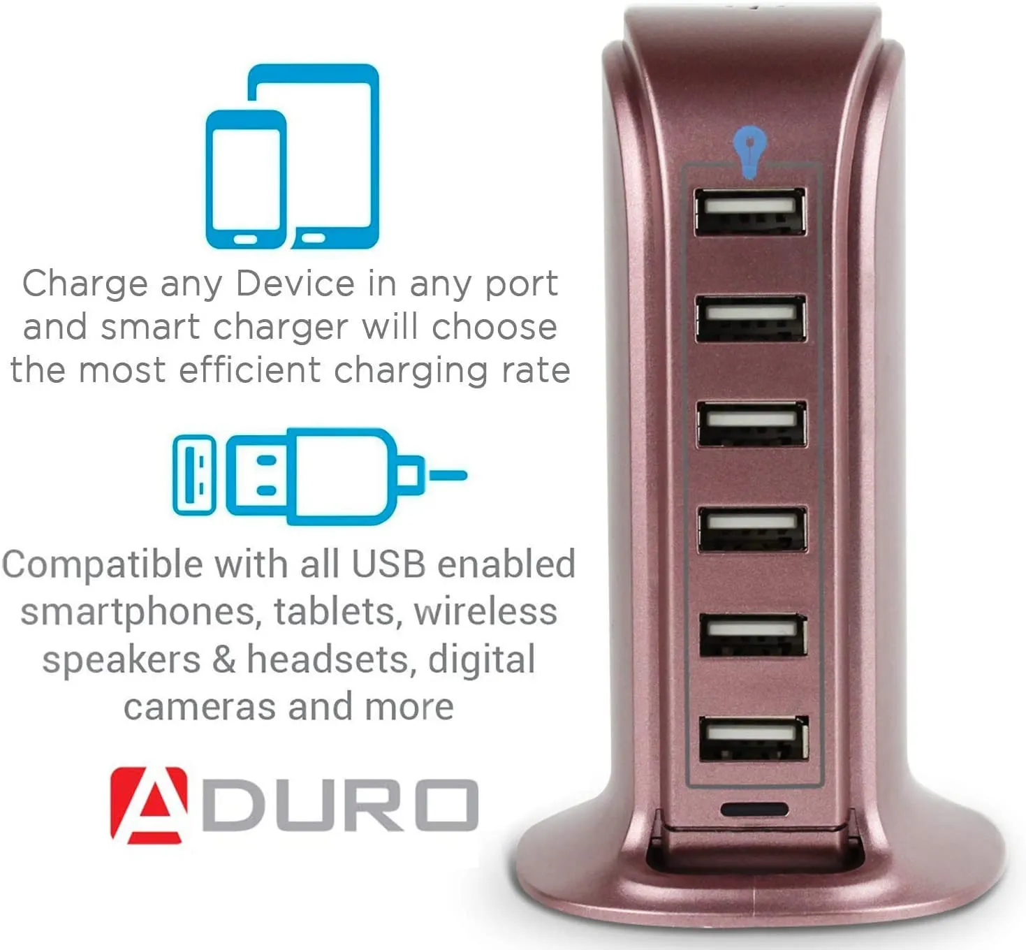 Aduro PowerUp 40W 6 Port Hub USB Charging Station