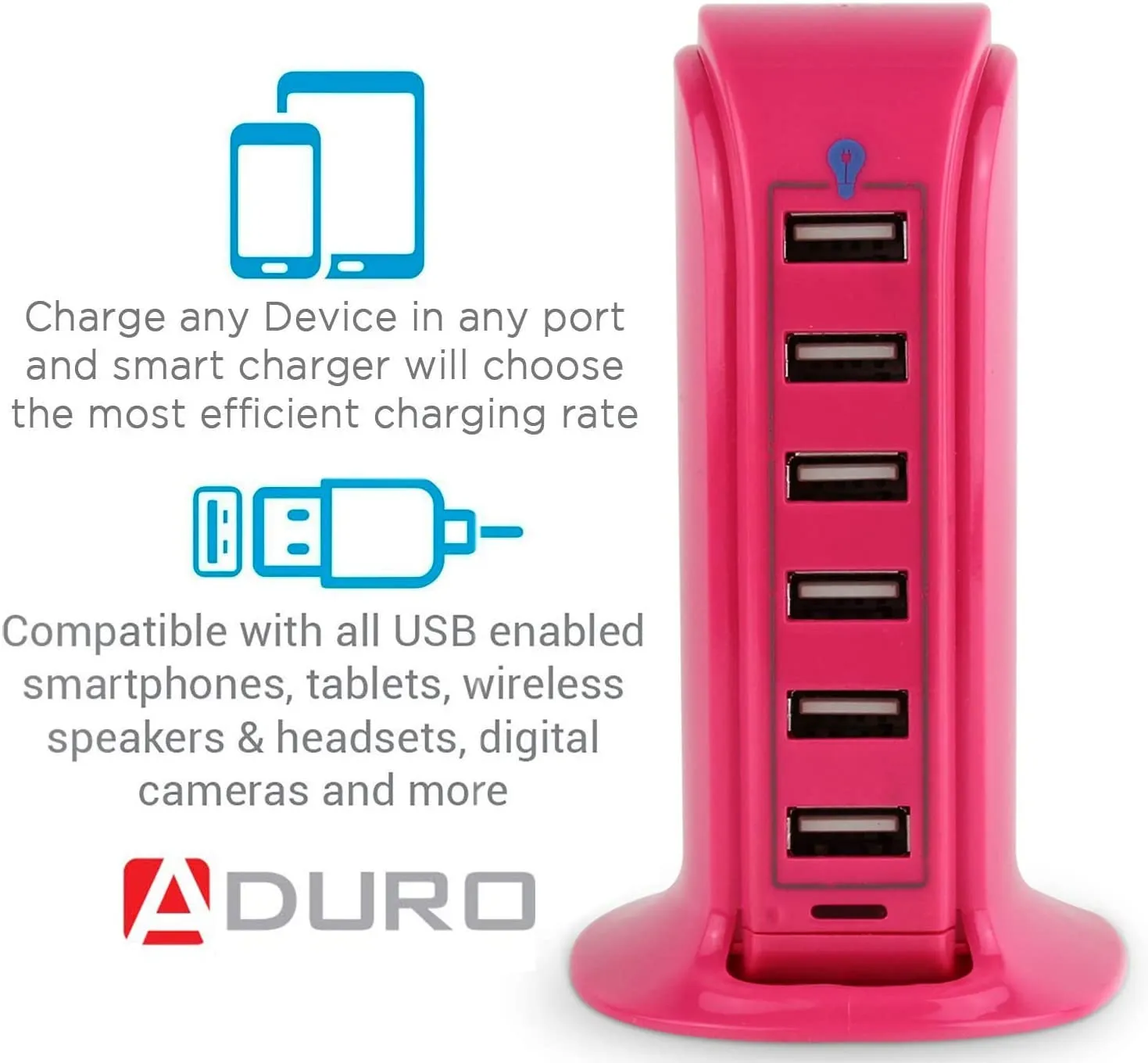 Aduro PowerUp 40W 6 Port Hub USB Charging Station