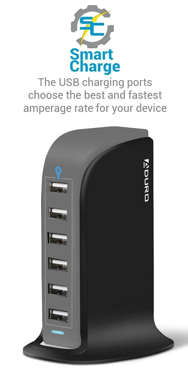 Aduro PowerUp 40W 6 Port Hub USB Charging Station