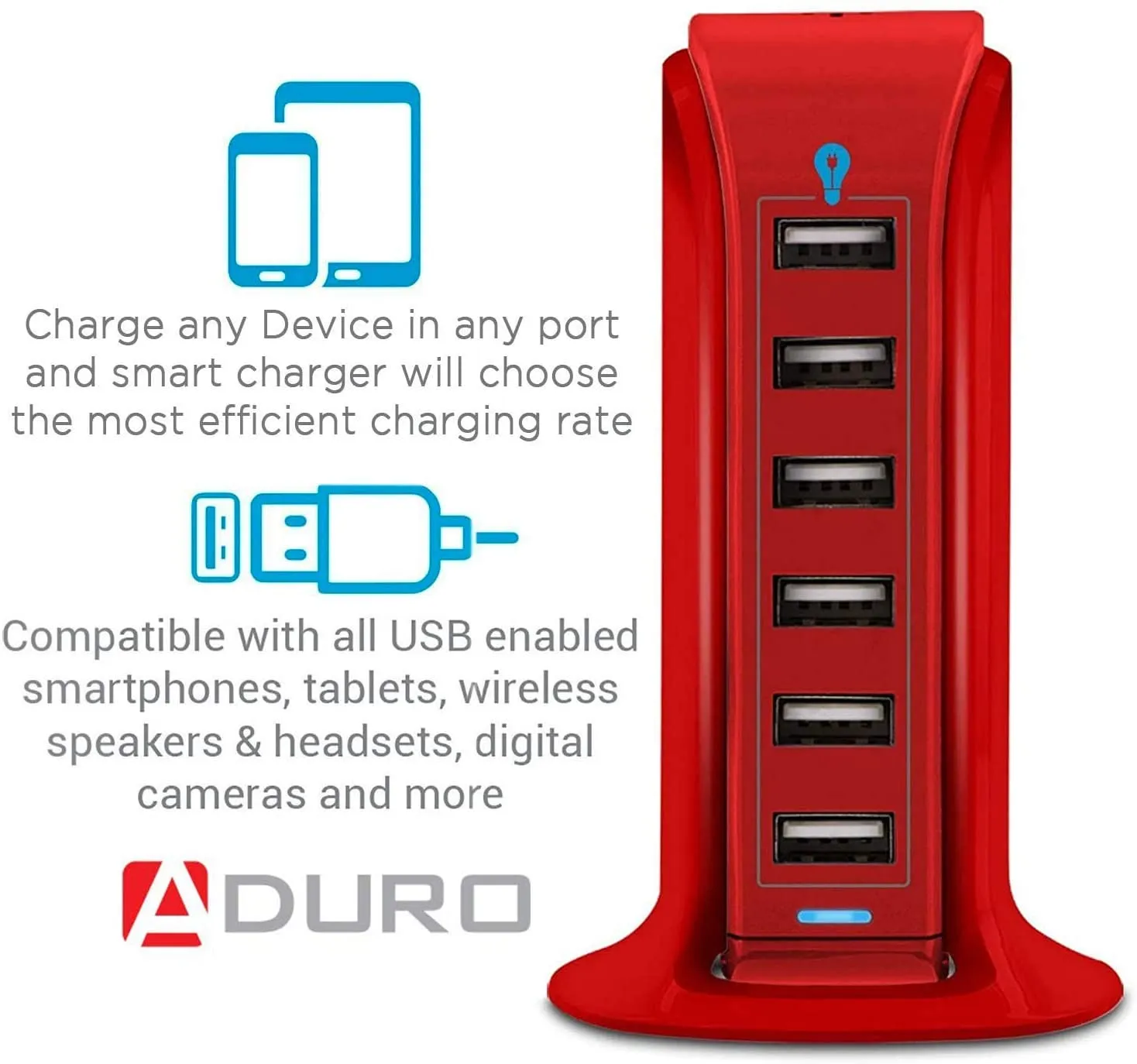 Aduro PowerUp 40W 6 Port Hub USB Charging Station