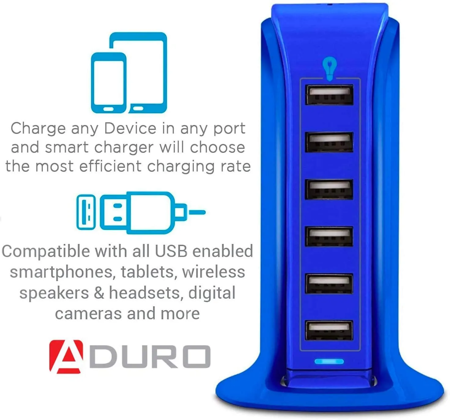 Aduro PowerUp 40W 6 Port Hub USB Charging Station