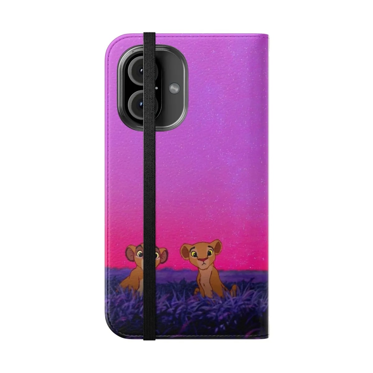 Animated Lion King-Inspired Simba & Nala Flip Cover Phone Case