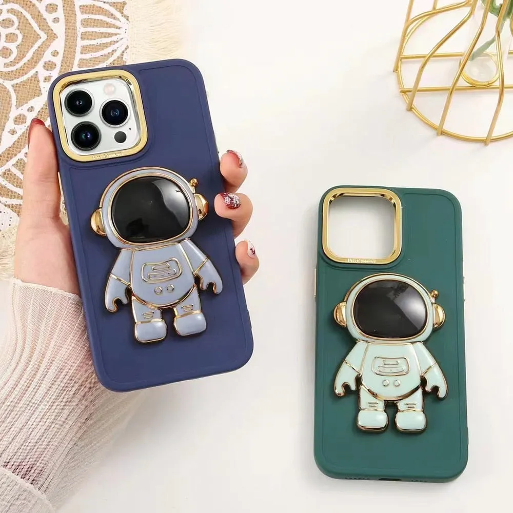 Anymob iPhone Green Astronaut Folding Stand Case Plating Photo Frame Protector Silicone Cover