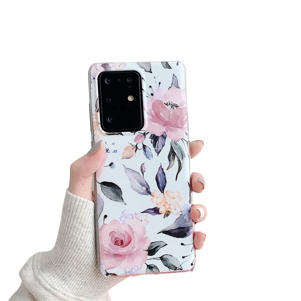 Anymob Samsung Case Purple Art Leaf Flower Silicon Without Holder Stand Phone Cover